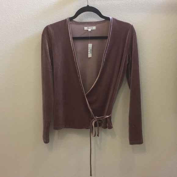 Madewell Velvet wrap top pink - Picture 2 of 5